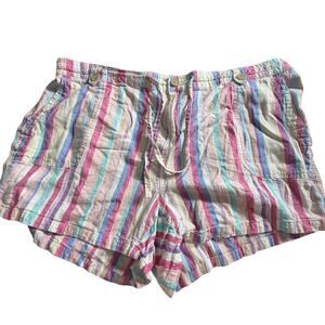Torrid Linen Blend Shorts Size 20 Multicolor Stripe Pull On Summer Plus